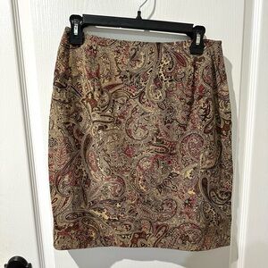 Chelsea Campbell Vintage Silk Brown Floral Paisley A-line Skirt